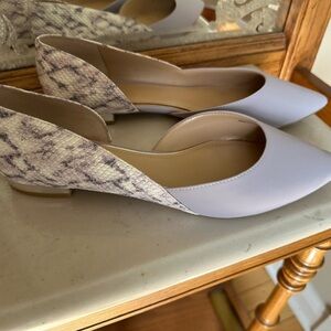 White House Black Market Lavender and Snakeskin Flats